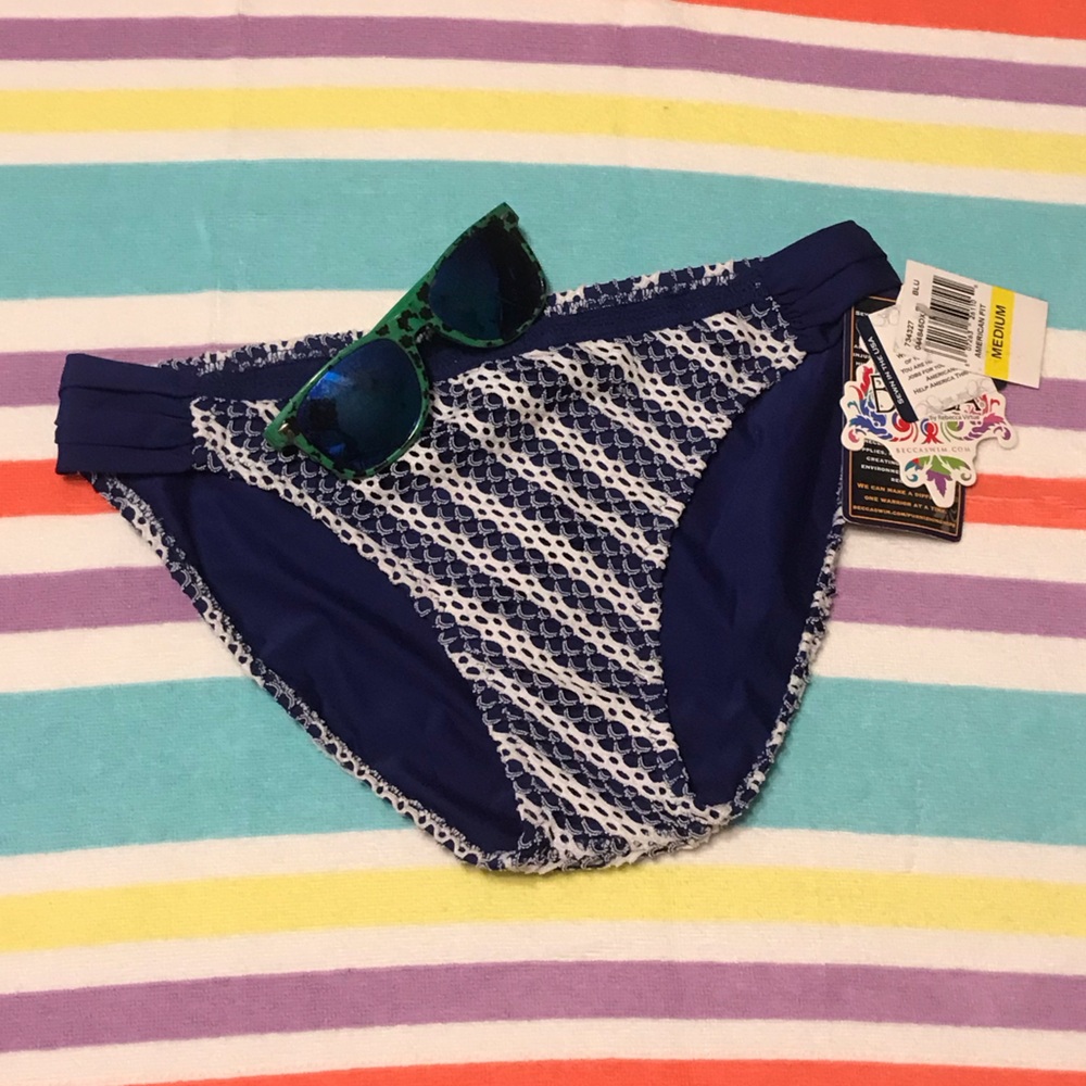 NWT Blue and White Bikini Bottoms